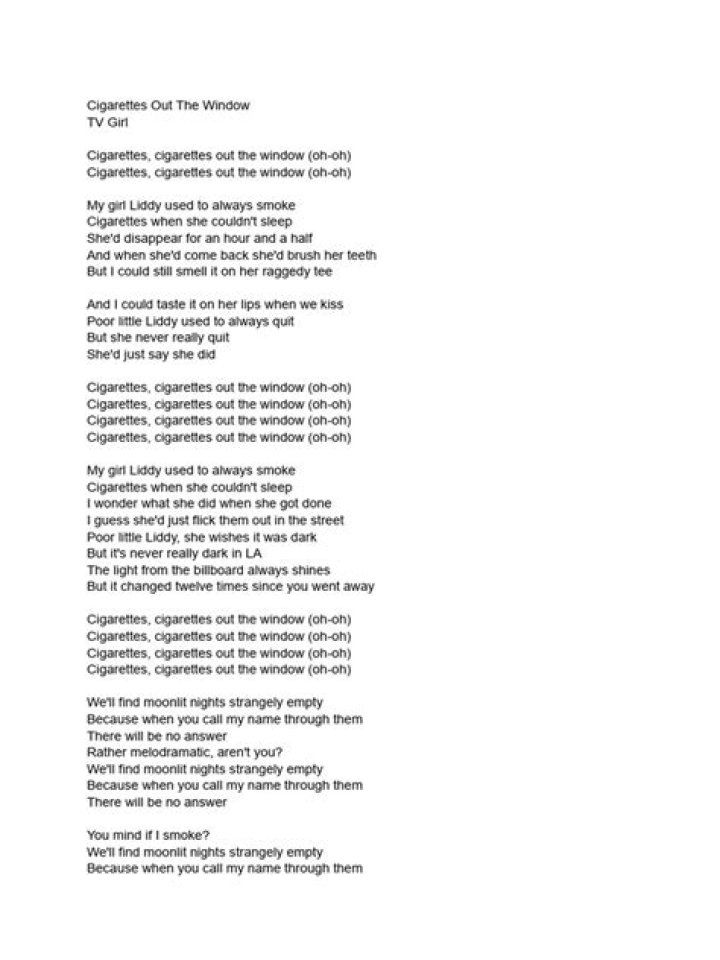 Cigarettes Out The Window Lyrics
